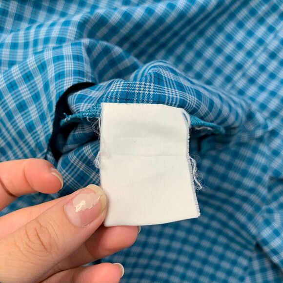 Wrangler Cool Lock Shirt Mens XL Extra Large Teal Button Up Plaid Long Sleeve - Picture 8 of 11